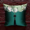 Luxe Patchwork Jade Decoratieve Kussenhoezen voor Sofa Stoel Tassel Kussensloop Chinese stijl Natuurlijke Mulberry Silk Satijnen Kussensloop