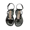 Kolnoo Nya Enkla Kvinnors Lägenheter Sandaler T-Rem Beading String Rhinstone Flat Shoes Casual Prom Fashion Sandals N006