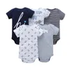 Baby Boys and Girls Odzież Odzież Zestaw Body Zestaw Dla Bebes Dzieci Krótki Rękaw News Miękkie Body Bodysuit Kombinezon 5 sztuk Pack Baby Set