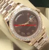 Orologio di lusso 5 stile oro rosa 18 carati con diamanti lunetta 41 mm quadrante romano orologio automatico da uomo di moda orologio da polso301f