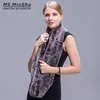 Prawdziwy Rex Rabbit Fur Scarf Pętla Typ Ręka Dzianina Nieskończone Szaliki Kobiety Prawdziwe Królik Futro Szal Ms.minshu