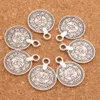 Antique Prata Boho Coin Charme Beads Metal Pingentes Bohemian Borla Jóias Findings Componentes L1801 23X17.5mm 122pcs / lote