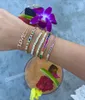 Pulsera de tenis de arco iris para mujeres y hombres, baguette cuadrado chapado en oro, circonita cúbica, brazalete colorido de circonia cúbica de 17cm y 19cm