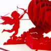 Cartoline Tagliate al laser Cupido Amore Cuore Biglietto di auguri 3D Biglietto pop-up Regalo di nozze San Valentino Mestiere con la carta fai da te