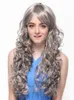 クールグレーの長い波状の巻き毛の女性のかつらのコスプレウィッグヘア