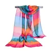 Dames Bandana Foulard Gradiënt Kleur Multicolor Chiffon Solid Scarf Summer Beach Sarongs Lange Sjaalwrap Hoofdband 8 Kleuren