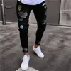 Męskie dżinsy 2018 Mężczyzn Stylowe podarte spodnie motocyklista chude szczupły proste dżinsowe spodnie nowe ubrania modowe
