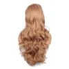 Longue perruque synthétique ondulée blonde pour les femmes avec une grande frange d'échange cheveux haute température de 22 pouces