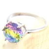 6 PCS Lot New Round Rainbow Bi Colored Tourmaline Zircon Gems 925 Sterling Silver Plated Women Wedding Ring Jewelry USA Size 789#224u
