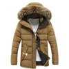 Jacket For Men Overcoat Chaquetas Hombre Winter Thick Warm Cotton Hooded Plus SizeFaux Fur Collar Zipper Long Sleeve M-3XL