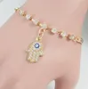 caliente nuevo conjunto simple de moda europea y americana con diamante mal de ojo la mano de Fátima pulsera simple elegante clásico delicado elegancia