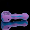 Pipe à main en silicone L = 105mm avec bol en verre à l'intérieur de la Mini-tuyau de tabac Portable de couleur mélangée plate-forme pétrolière en silicone Dab