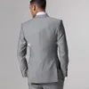 Dostosuj Slim Fit Groom Tuxedos Groomsmen Light Grey Side Vent Wedding Best Man Suit Męskie Garnitury (Kurtka + Spodnie + Kamizelka + Krawat)