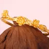 Brazalete con diseño de flores, brazalete sólido de oro amarillo de 18 quilates, hermoso brazalete para mujer, accesorios para regalo