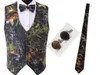 Coletes de noivo de caça escura conjunto de 4 peças colete de smoking camuflado escuro masculino camuflagem coletes de casamento coletes de caça de camuflagem