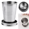 Hot Sale Stainless Steel Portable Outdoor Travel Camping Folding Foldable Collapsible Cup 75ml Metal Telescopic Keychain Mugs DHL Free