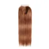 Cabelo Virgem Brasileiro Cor # 30 Light Auburn Em Linha Reta Bundles Com Fechamento Do Laço Marrom Extensões de Cabelo 3 Ofertas Bundle Com Fecho