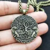 Nostalgia Tree of Life Ketting Wolf Hanger Amulet Viking Sieraden Wicca Pagan Talisman 2 Wolves Accessoires Dropshipping