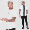 Maglietta da uomo nuova 2018 stampata in cotone 304 a maniche corte T-shirt casual da uomo Slim Camicia da compressione blu grigio maschile