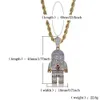 Collana con astronauta placcato color oro e argento moda di strada Hip Hop Collana con ciondolo astronauta ghiacciato con zirconi micro pavimentati per uomo222j