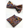 Gusleson New Design Self Bow Tie and Hanky Set Silk Jacquard Woven Men Bowtie Pocket Square Handkerchiefスーツウェディングパーティー275K