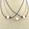 JLN Single PC Pearl Leather Choker Collar Necklace Handmade Freshwater-Pearl Jewelry For Women Babies