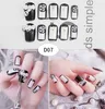 6 Stilleri 3D Mermer Sahte Çivi Fransız Akrilik Çivi Işıltılı Yanlış Tırnak Parmak İpuçları Yapay Nail Art İpuçları Tam Nail İpuçları