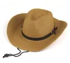 MEN039S Western Cowboy Hat Women039s Tidal Beach Hut Sonnenblöcke Großer Krempe Hut kleiner Sommersonnenschild Straw9518185