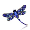 Vintage Kolorowe Kryształ Rhinestone Dragonfly Broszki Dla Kobiet Kurtka Kurtka Płaszcz Szpilki Ślubna Broszka Moda Biżuteria Srebrny Pozłacany