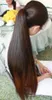 Długie jedwabe proste dziewicze brazylijskie ludzkie włosy sznurek fałszywy kucyk włosy dla czarnych kobiet 10-22 cali 100g-160g 1b