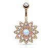 Fashion Dangle Bars Navel & Bell Button Rings Crystal Sun Flower Body Jewelry Navel Piercing Rings Wholesale