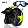 VOSS Open Face 3/4 Motorrad Motorcross Casco Capacete Helm, Roller Helm Vintage und Silbergläser