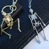Foldable Skeleton Pendant Key Chain For Men Women Antique Silver Color Metal Alloy Skull Bag Charm Key Ring Car Keychain Keyring