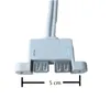 30 cm Motherboard Interno 9pin Passo 2.54mm para Dual Port USB 2.0 Um Feminino Parafuso Bloqueio Panel Mount cabo, parafuso furos comprimento: 5 cm