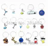 100pcs/lot Randomly Champagne Wine Glass Charms with 25mm Rings Wire Hoops Drink Markers Party Supplies