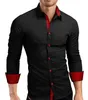 Men Shirt Male High Quality Long Sleeve Shirts Casual Hit Color Slim Fit Black Male Shirts