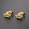 Everfast 10Pair/lot Fine Tiny Crown Earrings Stainless Steel Earring Simple Black Gold Ear Studs Jewelry For Women Kids Girls