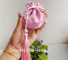 Chinese Tassel Small Silk Satin Pouch Drawstring Bag Jewelry Packaging High Quality Mini Gift Bags Sachet size 8x9cm 2pcs/lot
