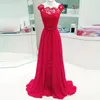 Hot Selling Red Long Avondjurken Kant Chiffon Simple Elegant Prom Dress voor bruidsmeisje Guest Maxi-jurken stromende op maat gemaakte groothandel
