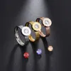 Liebesschraube Kristallstein Römische Ziffern Ringschmuck 4 Farbsteine austauschbare Ringe Edelstahl für Frau