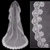 Stock Long Wedding Veil Applique Edge 3 meter bruiloft accessoire Tule White Ivory Bridal Veil