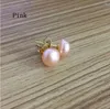 Naturalne kolczyki z pereł słodkowodnych dla kobiet, różowe perły 8-9mm