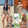 Abiti coordinati per la famiglia Abiti floreali da bagno per madre e figlia 2018 Costume da bagno per madre e figlia Bikini a fiori a righe 2 pezzi / set BY0176