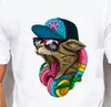 Märke Designer-New Ankomst Herrmodell Crazy DJ Cat Design T Shirt Cool Tops Kortärmad Hipster Tees