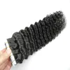 10-26" Deep Wave invisible Tape in Human Hair Extensions 8A 100g Black Virgin Brazilian Hair Skin Weft hair extensions remy tape 40 pieces