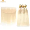 BEMISS HAIR® BRAZILIAN BODY WAVE 613 Blond Human Hair Buntar med stängning Obehandlat Virgin Hair Rak 1B 613 Bundlar med Frontal