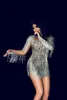 Evening dress Yousef aljasmi Kim kardashian Long sleeve V-Neck Beaded Tassels Mini Sheath Almoda gianninaazar ZuhLair murad Ziadnakad