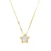 100% real 925 sterling silver star heart shape pendant necklace with silver gold box chain necklace for wedding jewerlry299a