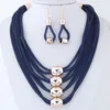Conjuntos de joyas de cadenas multicapa para mujeres Bisutería Pendientes de collar de metal dorado Conjunto Parure Bijoux Joyería Femme