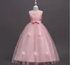 2018 Puffy Princess Dresses for Kids Appliqued senza maniche Flower Girls Abito da sera Lunghi costumi da pianista 5-16 anni